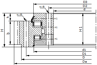 Three row cylindrical roller slewing bearing(external gears)