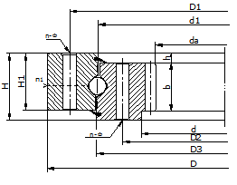 Single-row four point contact ball slewing bearing (internal gears)